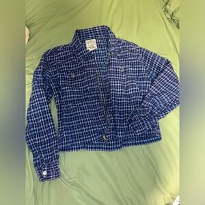 Blue plaid light weight jacket